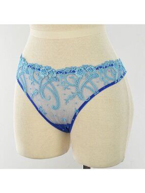 COSABELLA Portofino Blue SANIKA Floral Paisley Lace Thong Underwear SMALL NWT